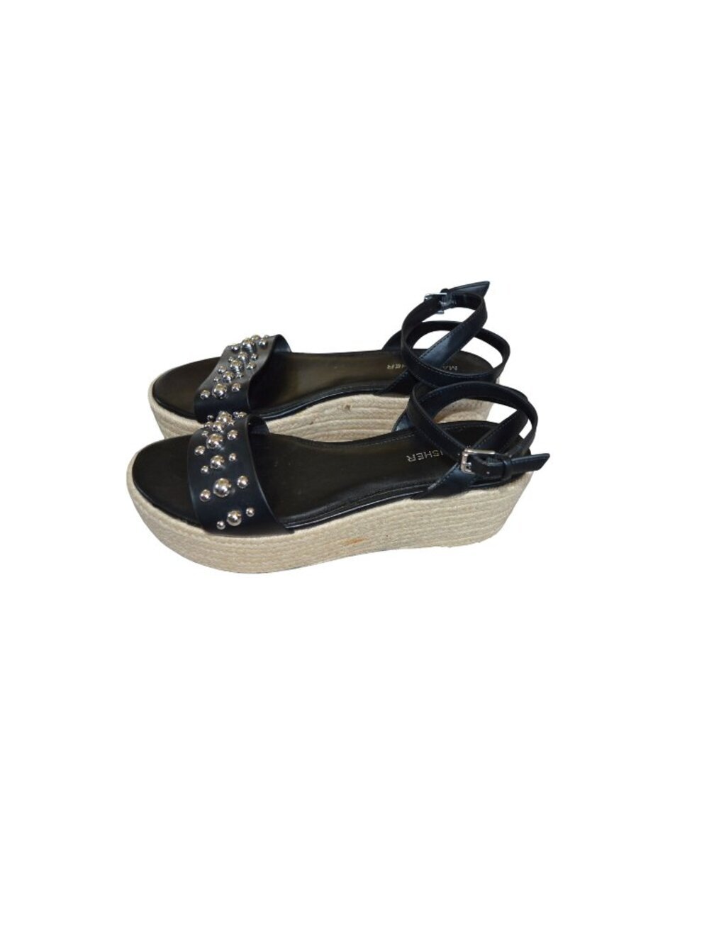 Marc Fisher Joyce Studded Espadrille Platform Sandals Women's Size 7.5 Black